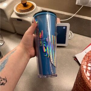 Starbucks Blue Tumbler with Iridescent Design